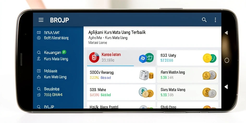 Antarmuka aplikasi BROJP menampilkan grafik dan nilai tukar mata uang secara jelas.