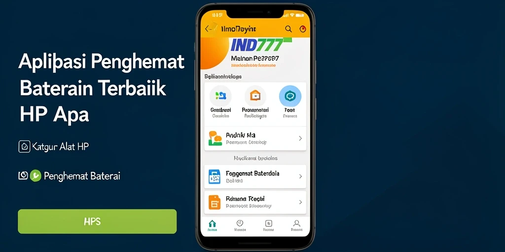 Tampilan antarmuka aplikasi Penghemat Baterai IND777 yang menarik dan intuitif.